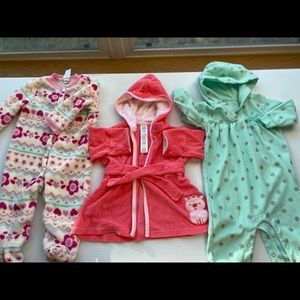 Baby Girl onesies and Bath Robe-3 PC